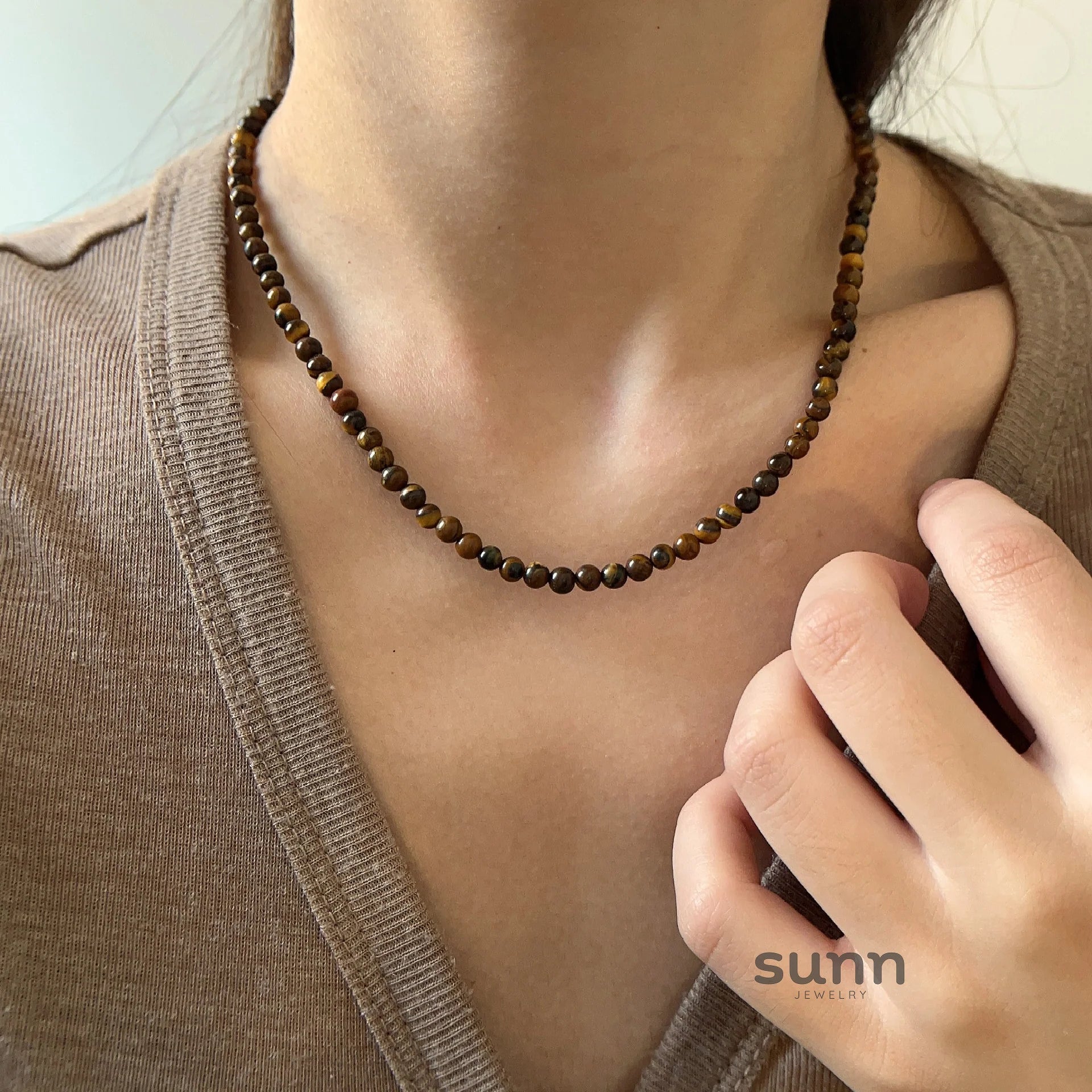 Domenica Tiger Eye Beaded Necklace