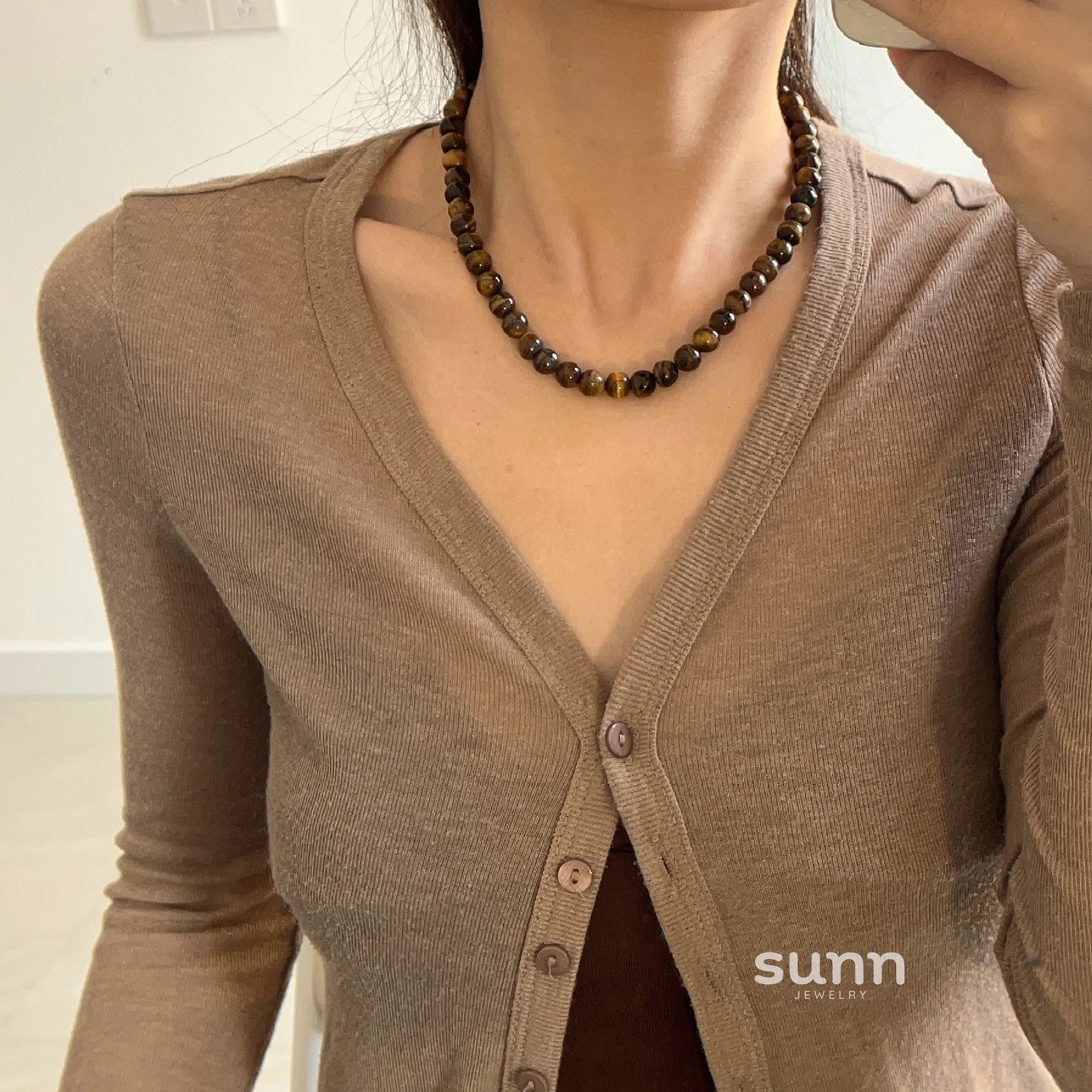 Domenica Tiger Eye Beaded Necklace