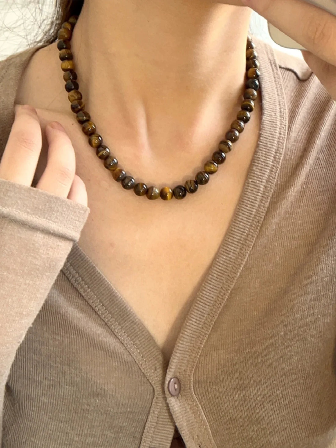 Domenica Tiger Eye Beaded Necklace