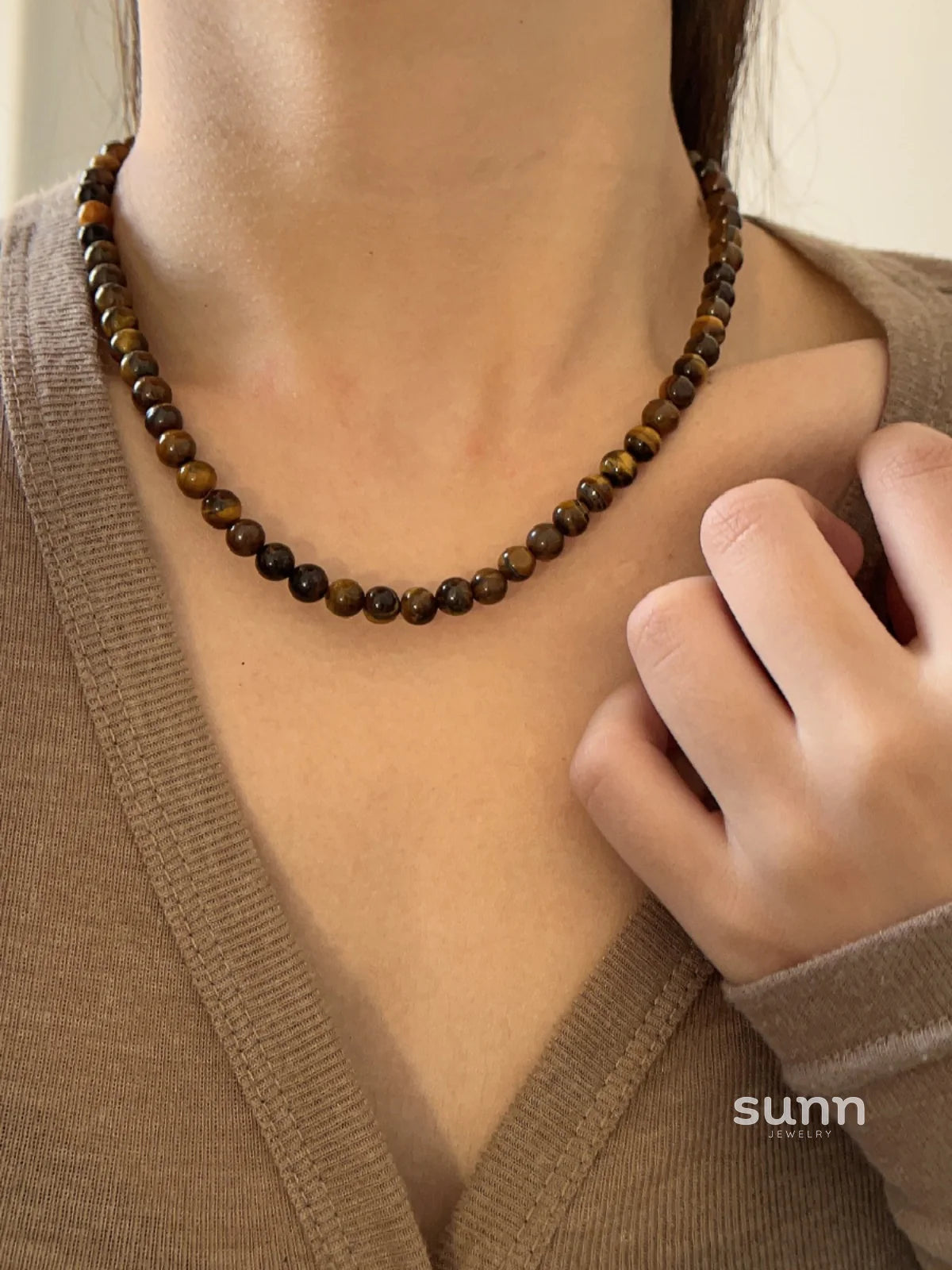 Domenica Tiger Eye Beaded Necklace