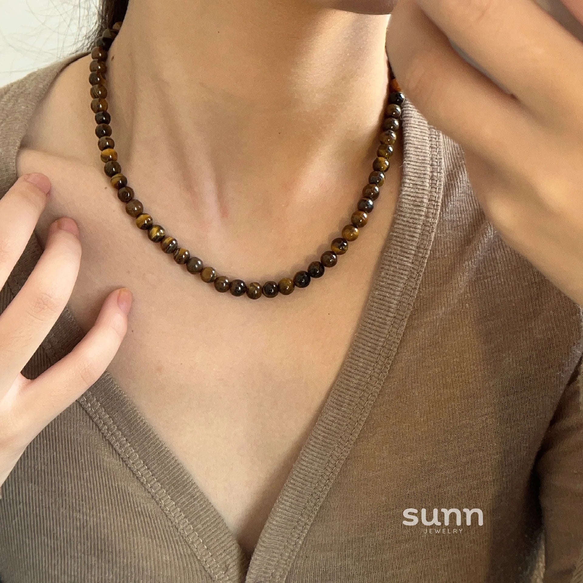 Domenica Tiger Eye Beaded Necklace