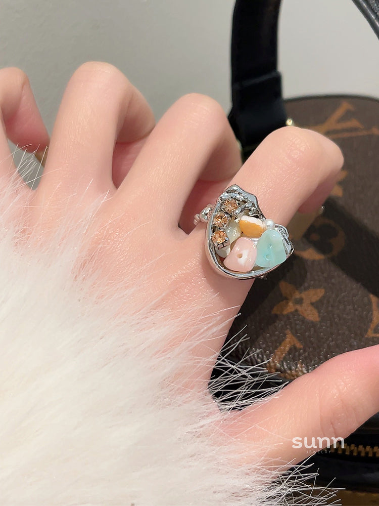 Draya Colorful Beaded Open Ring [WP0T3WM9]