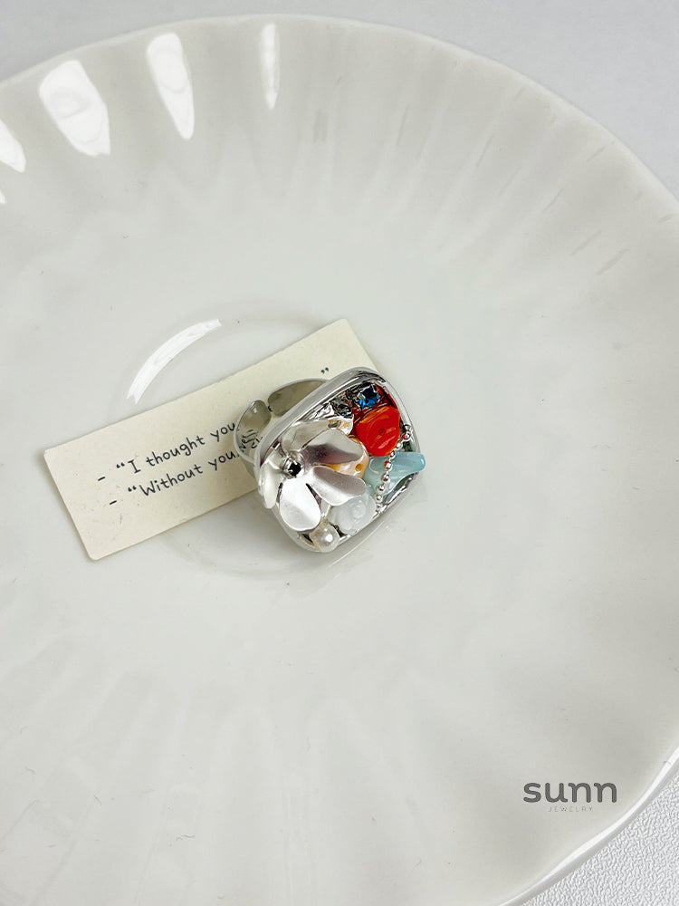 Draya Colorful Beaded Open Ring [BDR7HHKR]