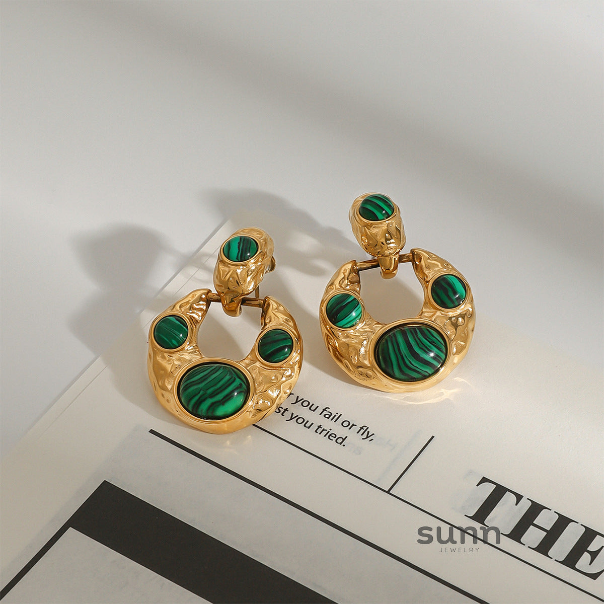 Draya Malachite Drop Earrings [GUM47TN1]