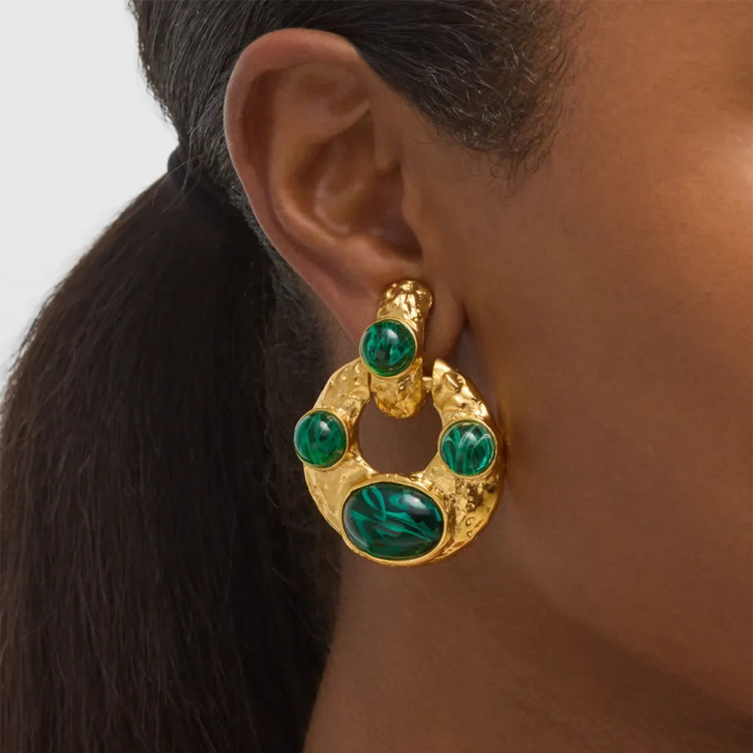 Draya Malachite Drop Earrings [2NHMAMMJ]