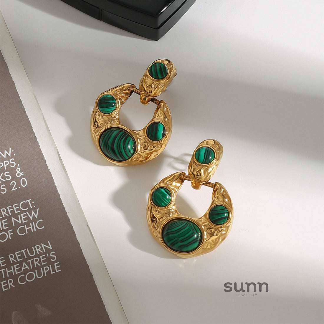 Draya Malachite Drop Earrings [2NHMAMMJ]