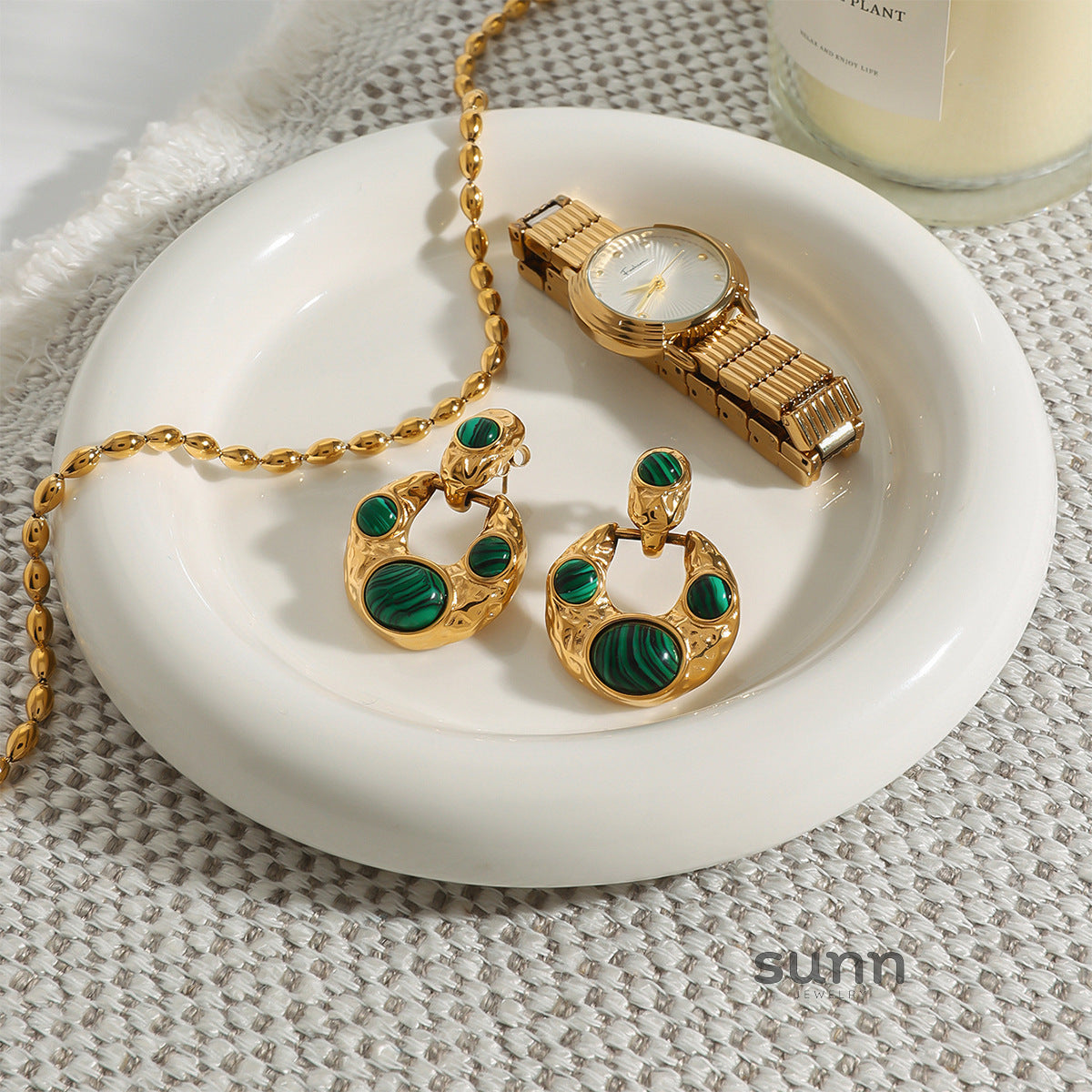 Draya Malachite Drop Earrings [GXCUV4WU]
