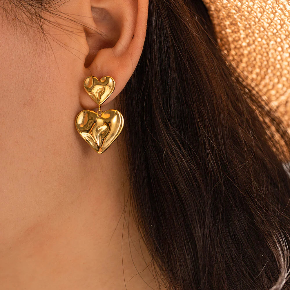Dreya Hammered Heart Earrings