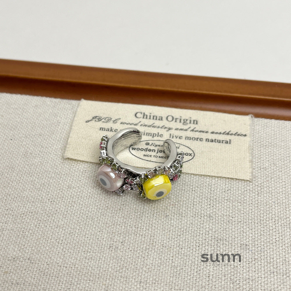 Dua Bright Silver Gemstone Ring [7HKQC5F6]