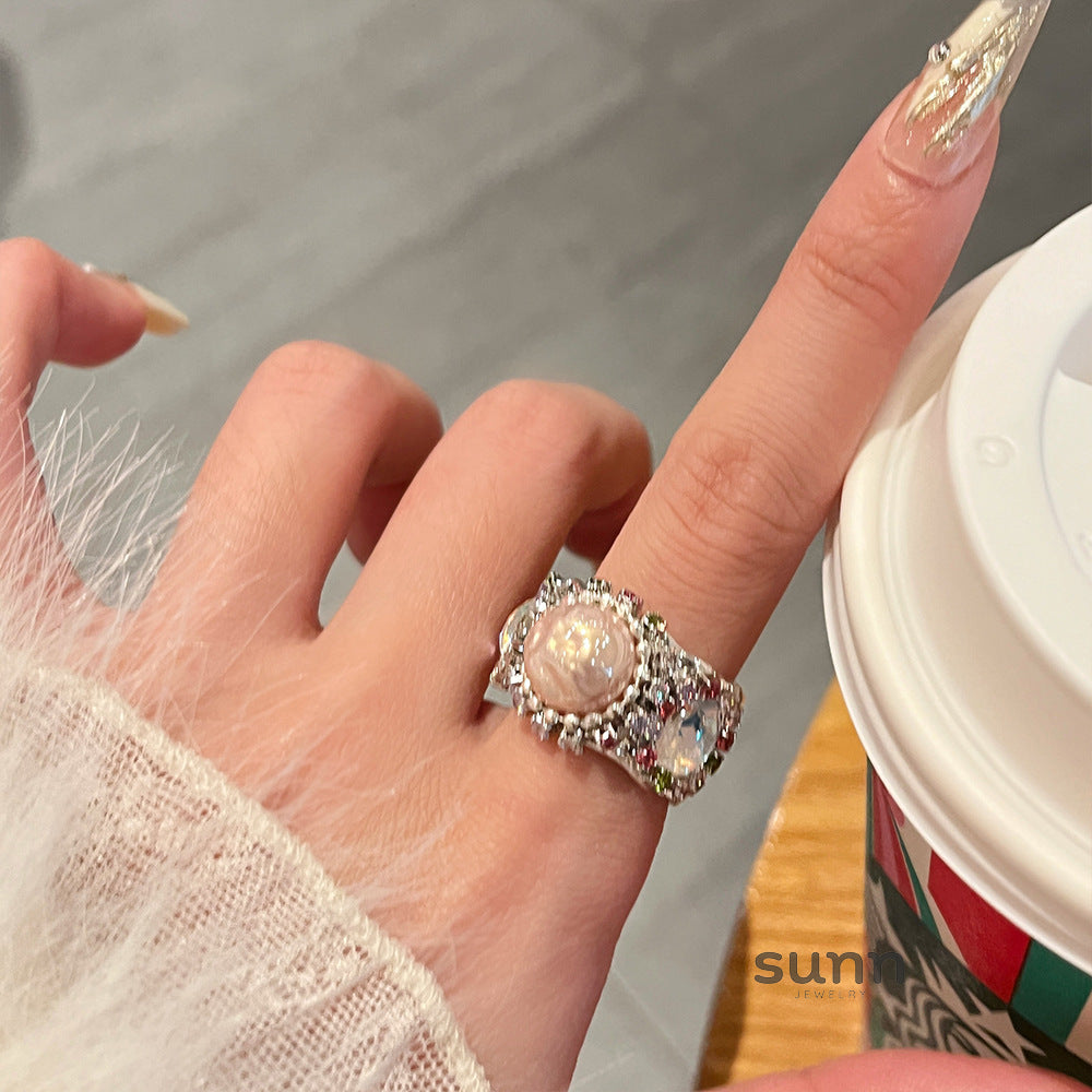 Dua Bright Silver Gemstone Ring [UDNHL11Y]