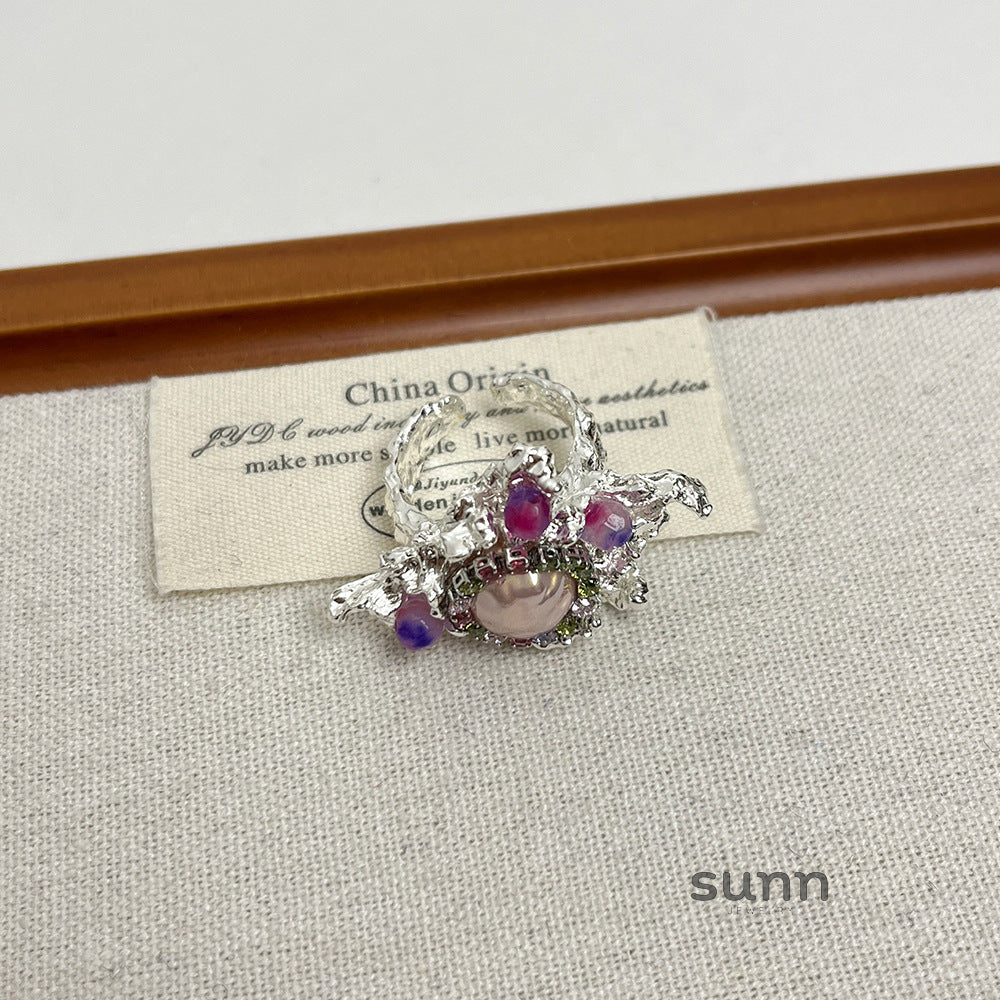 Dua Bright Silver Gemstone Ring [MIYISHSP]