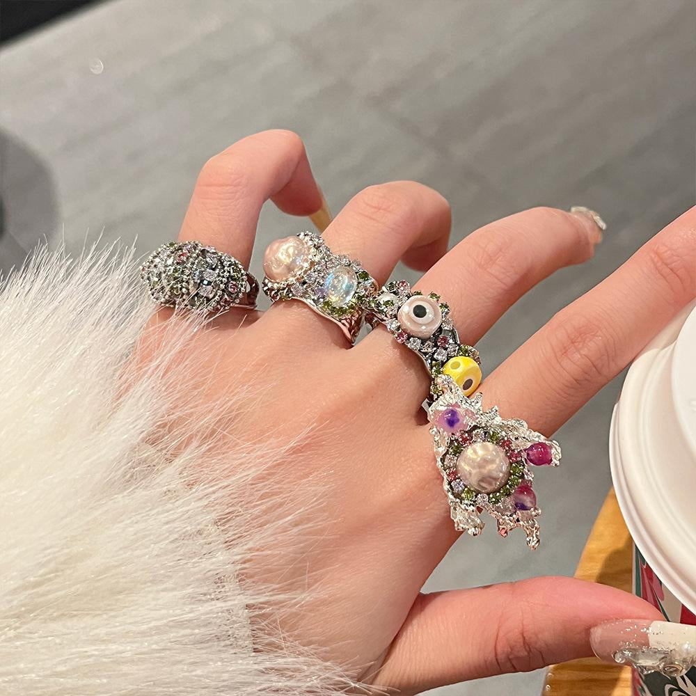 Dua Bright Silver Gemstone Ring [UXSHLSJF]