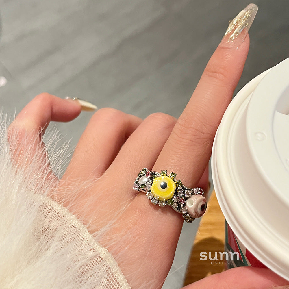 Dua Bright Silver Gemstone Ring [5D3YO8T1]