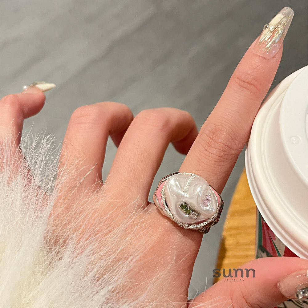 Dua Bright Silver Gemstone Ring [PCXU9K9W]