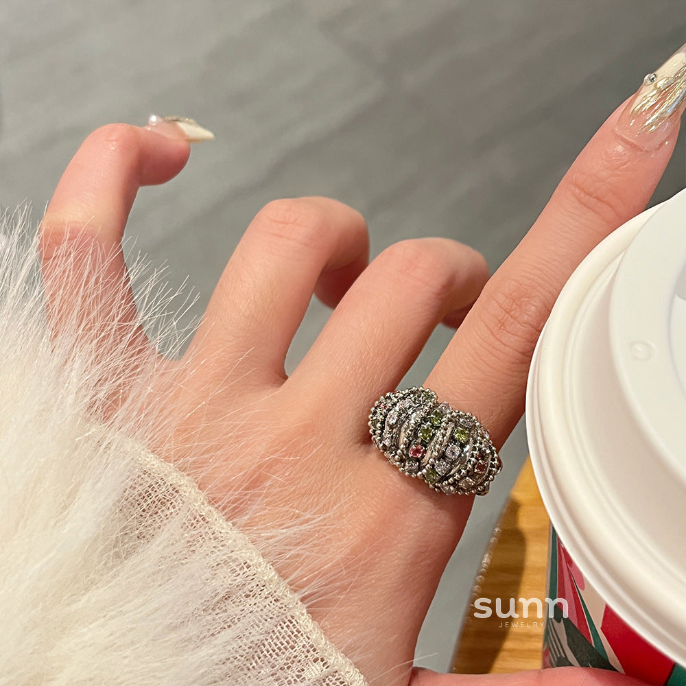 Dua Bright Silver Gemstone Ring [RNX271HH]
