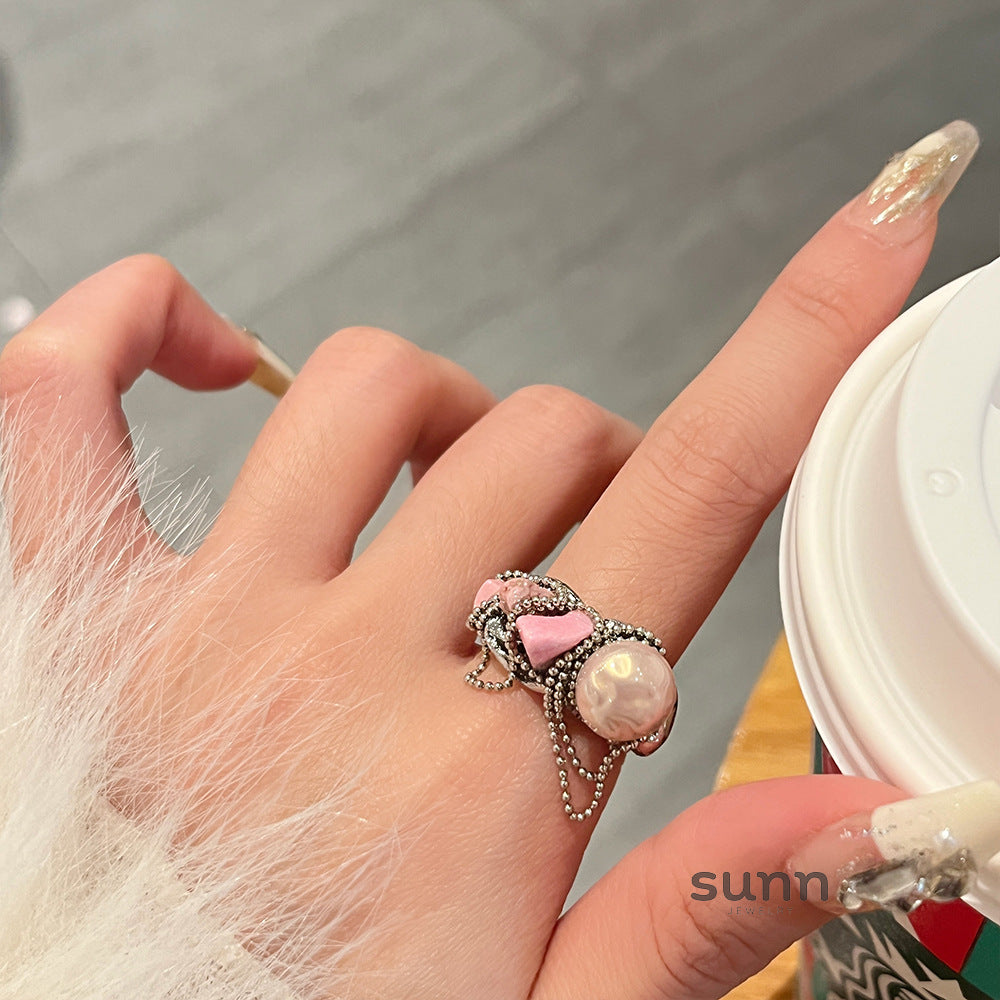 Dua Bright Silver Gemstone Ring [PR4R09YV]
