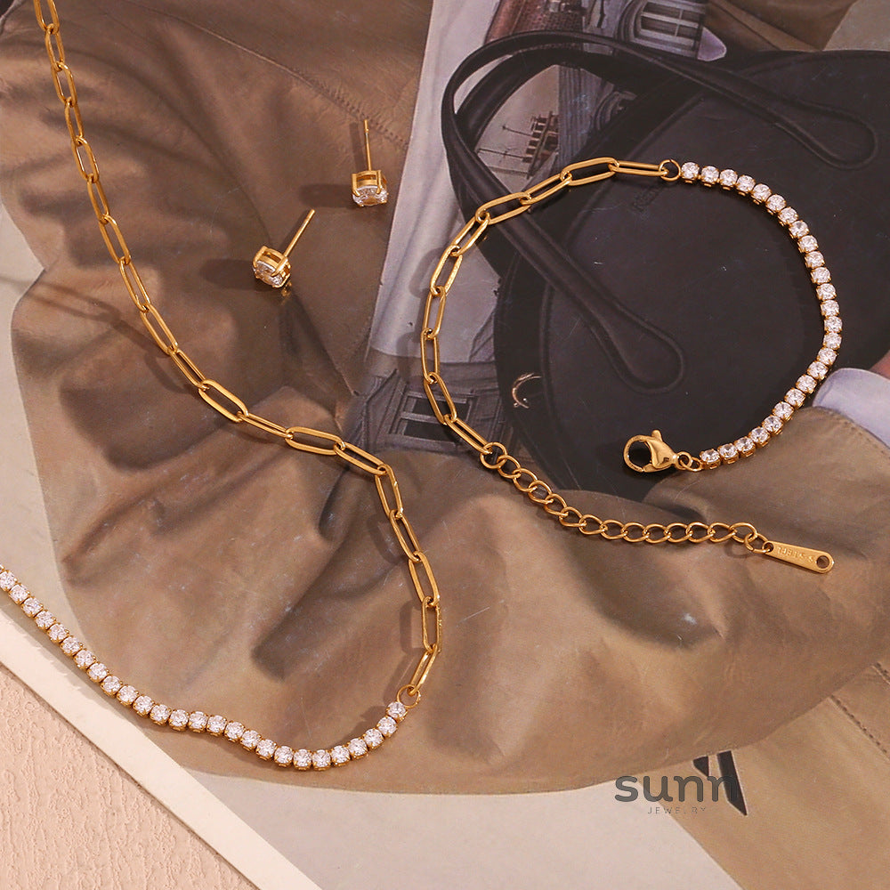Dua Zircon Paperclip Jewelry Set [IQUQDE3K]