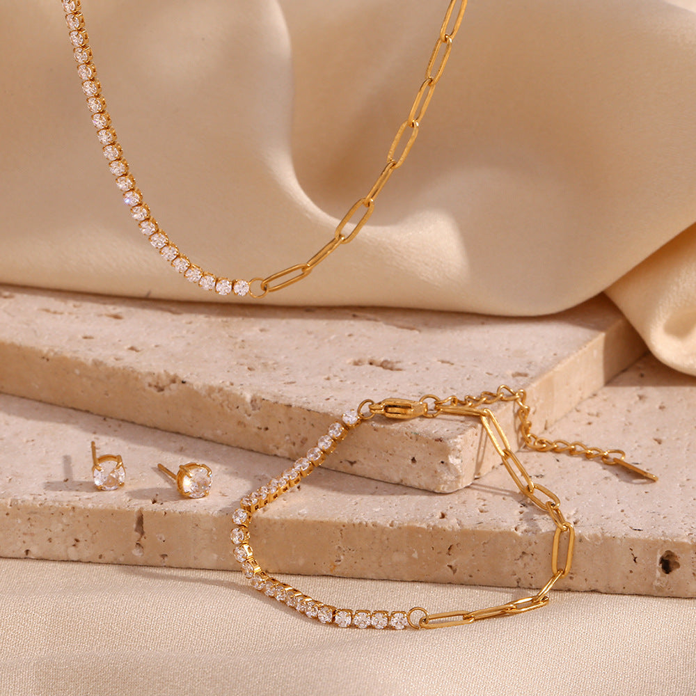 Dua Zircon Paperclip Jewelry Set [BV0ZZ7MM]