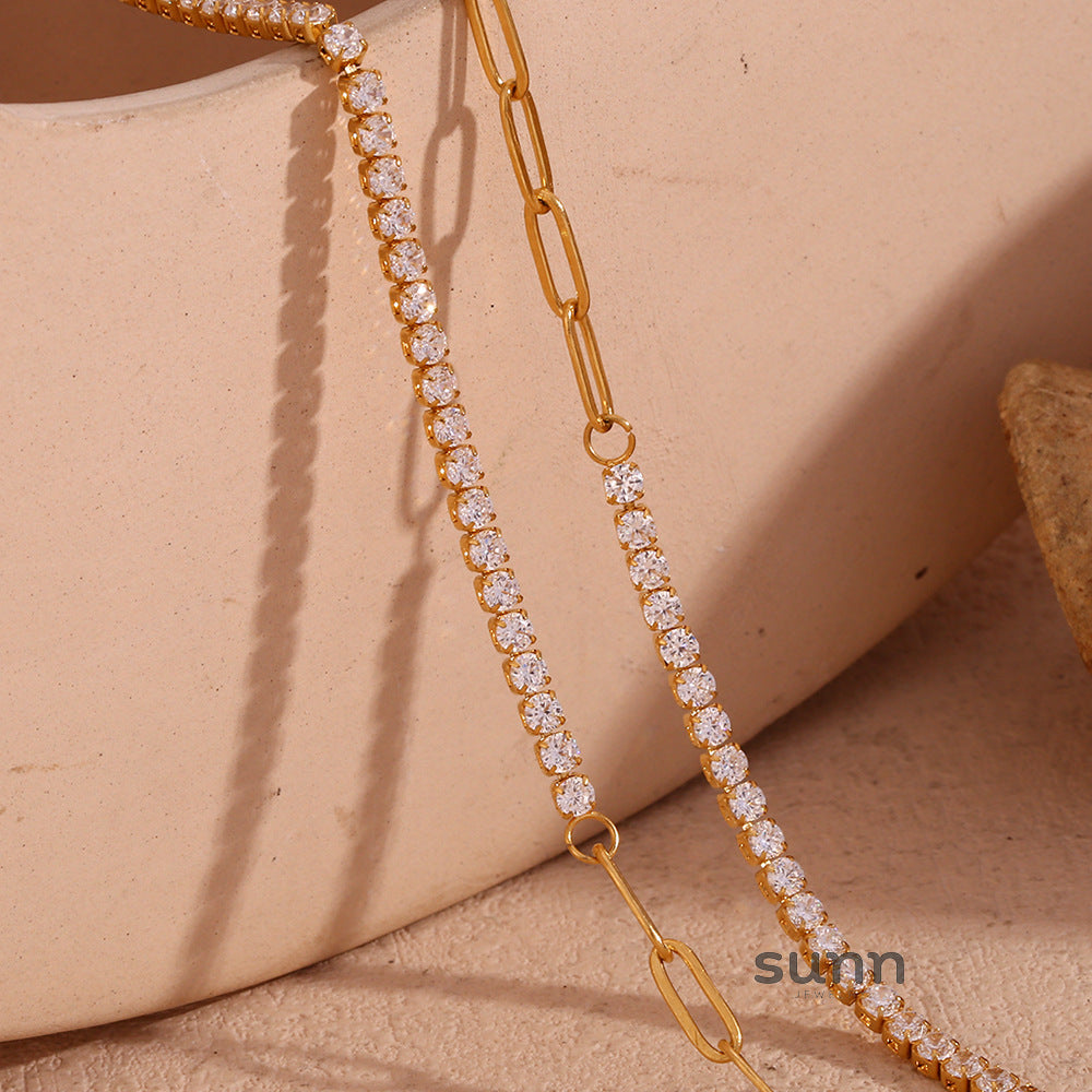 Dua Zircon Paperclip Jewelry Set [82DR9Z8N]