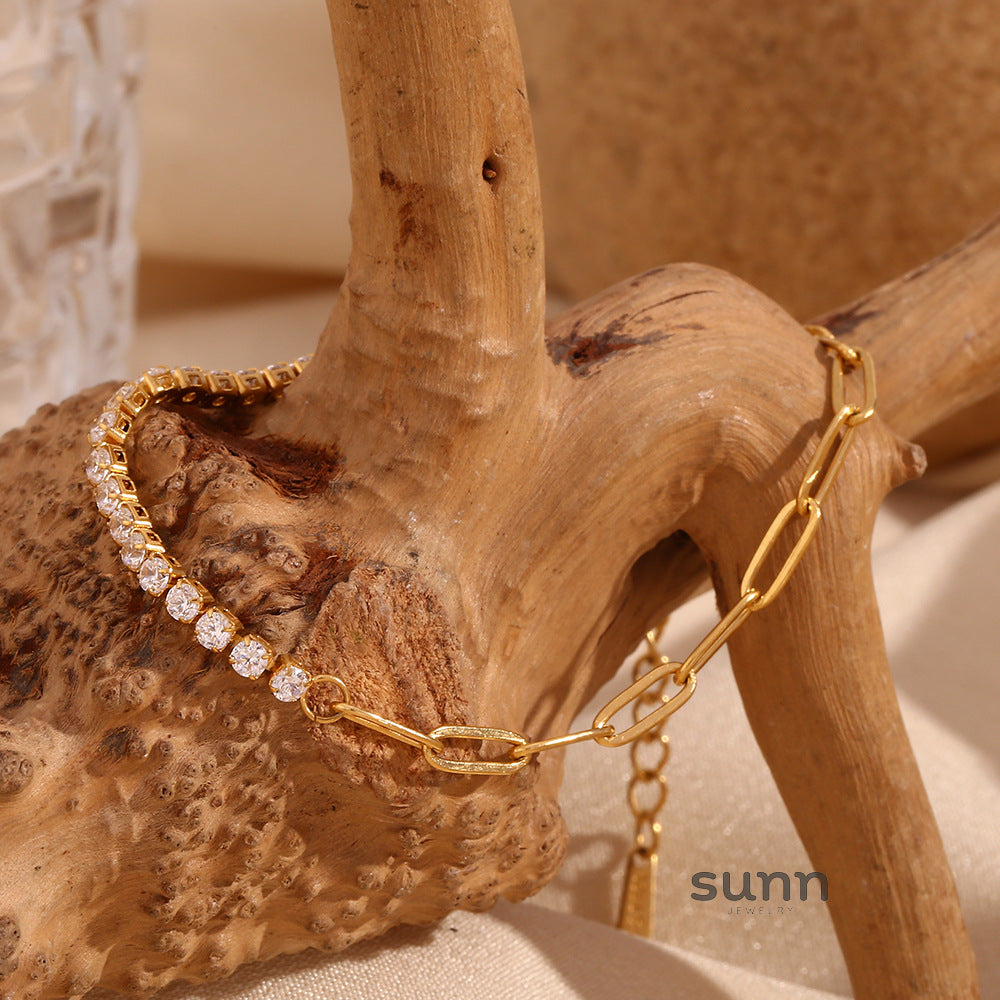Dua Zircon Paperclip Jewelry Set [5V0LY2GM]
