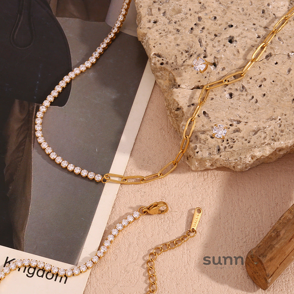 Dua Zircon Paperclip Jewelry Set [ER7A4QQC]
