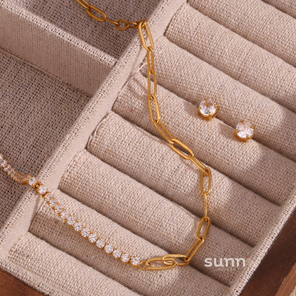 Dua Zircon Paperclip Jewelry Set [PY8SB6DN]