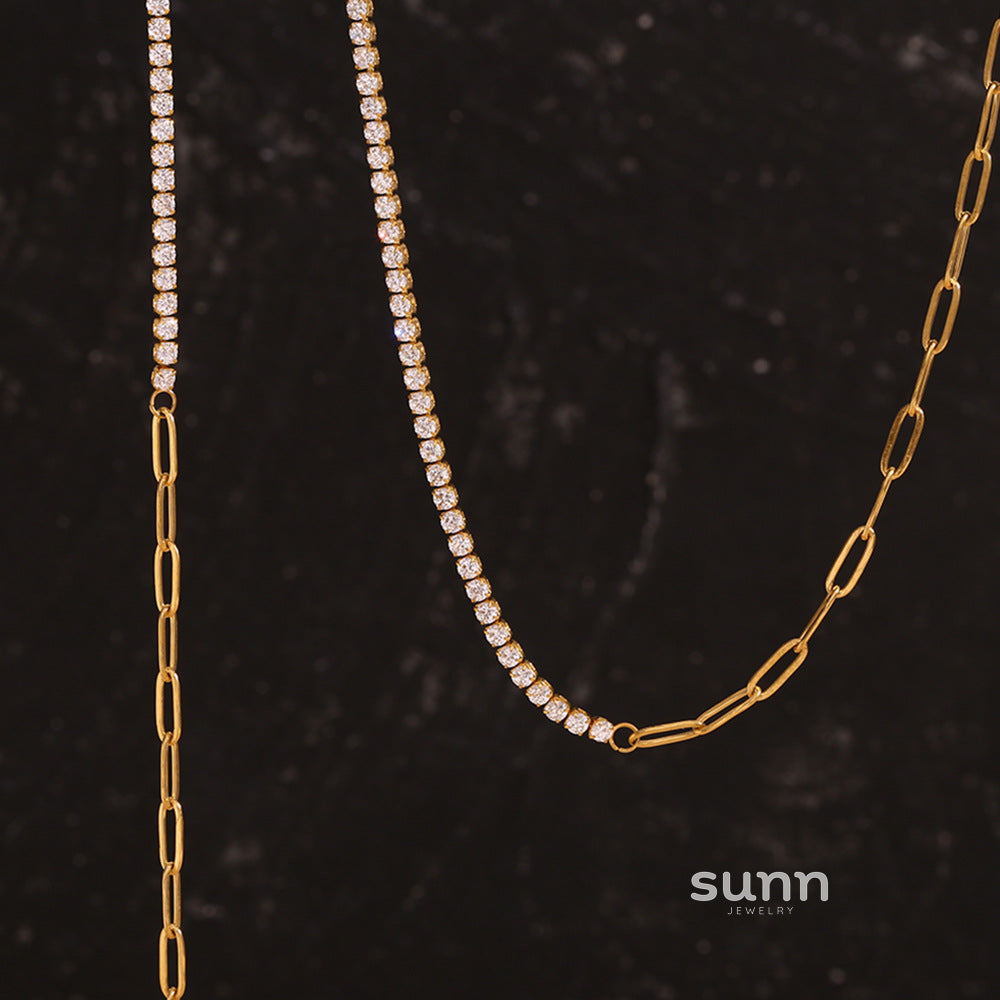 Dua Zircon Paperclip Jewelry Set [QWP4JRZR]