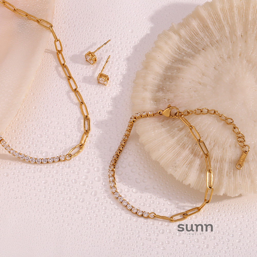 Dua Zircon Paperclip Jewelry Set [5JRSL1IW]