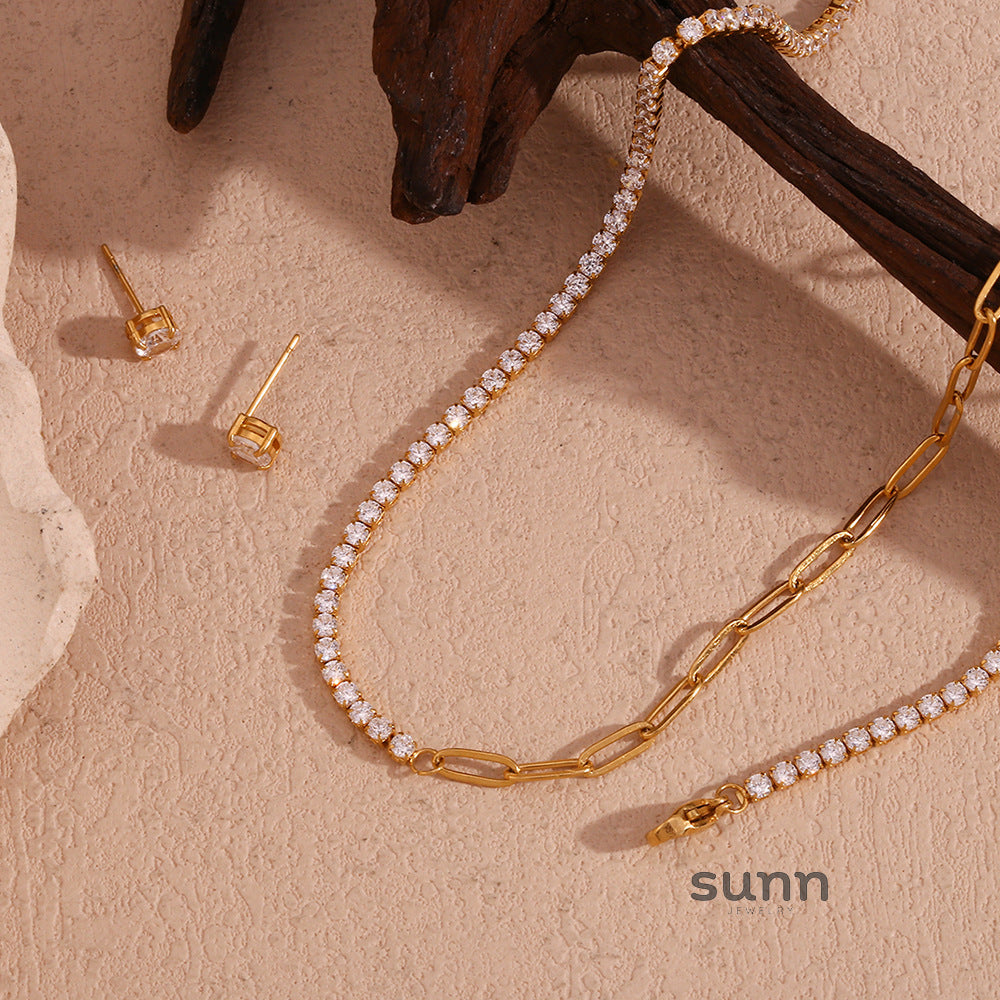 Dua Zircon Paperclip Jewelry Set [ZZNFGV9E]
