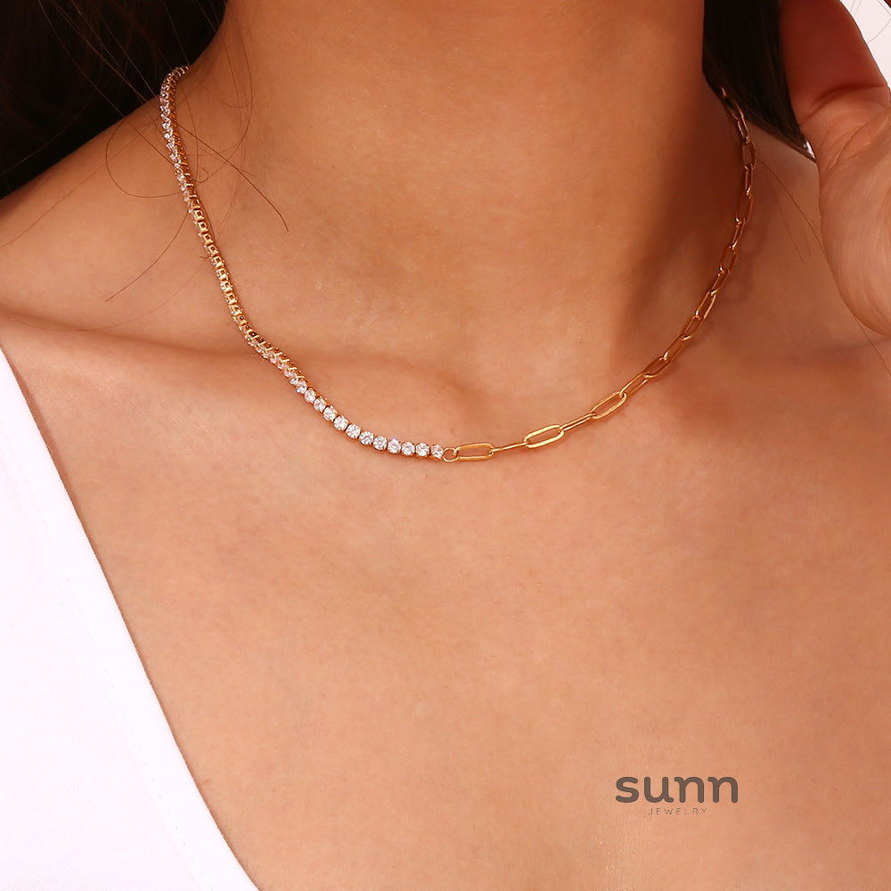 Dua Zircon Paperclip Jewelry Set [1IRD0E18]