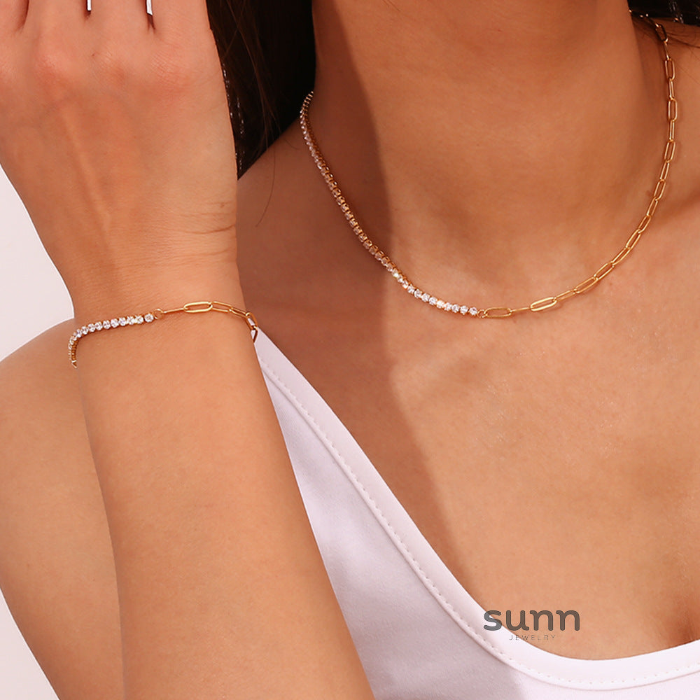 Dua Zircon Paperclip Jewelry Set [5GQSTOTF]