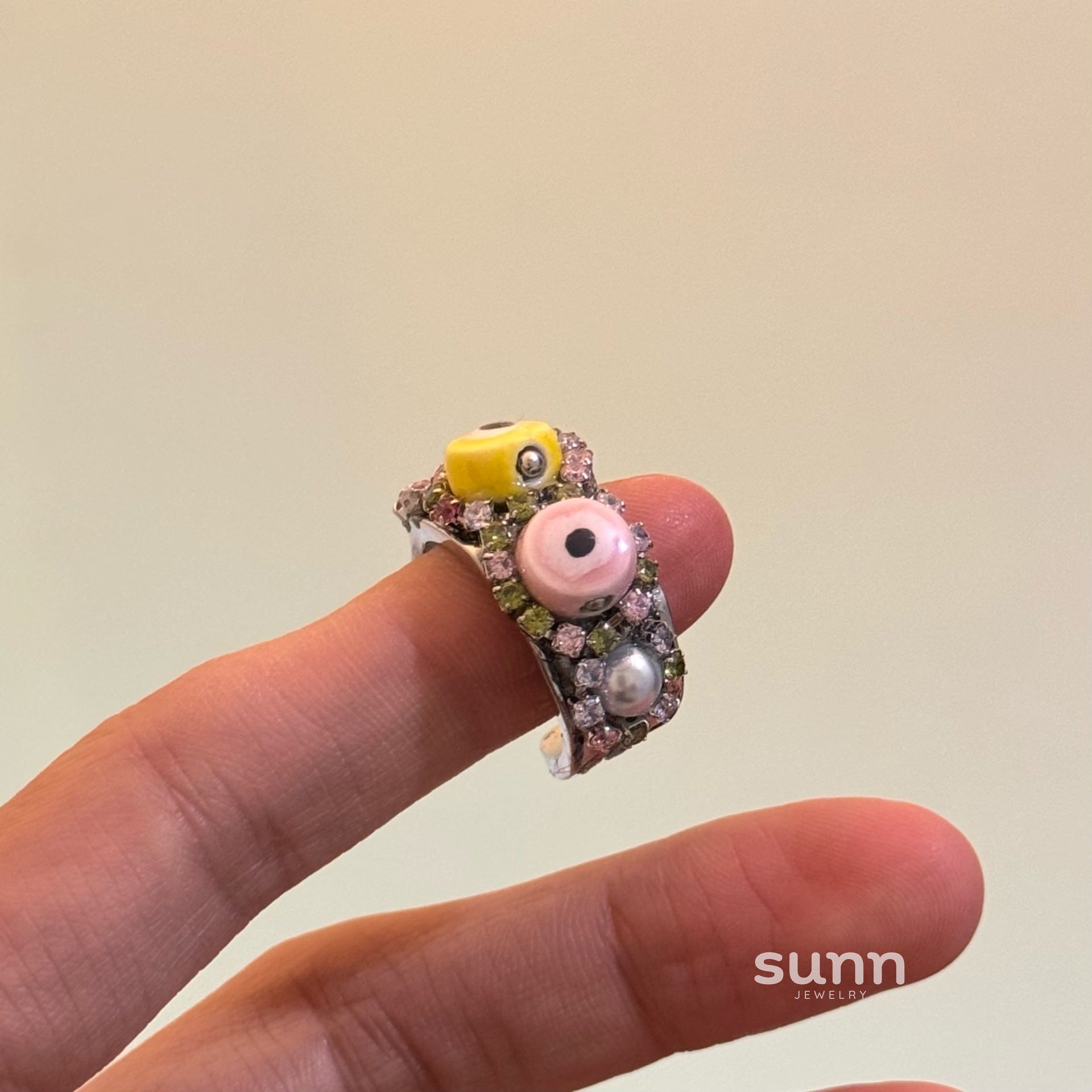 Dynasti Silver Gemstone Open Ring [D9ESSXZ8]