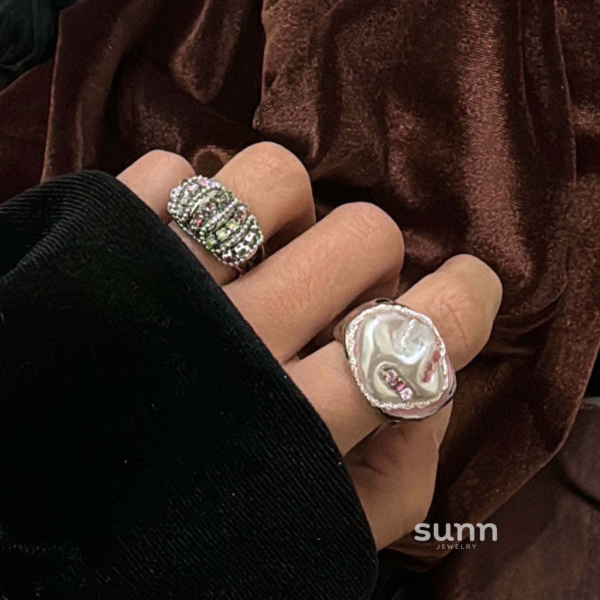 Dynasti Silver Gemstone Open Ring [H0A80VY8]
