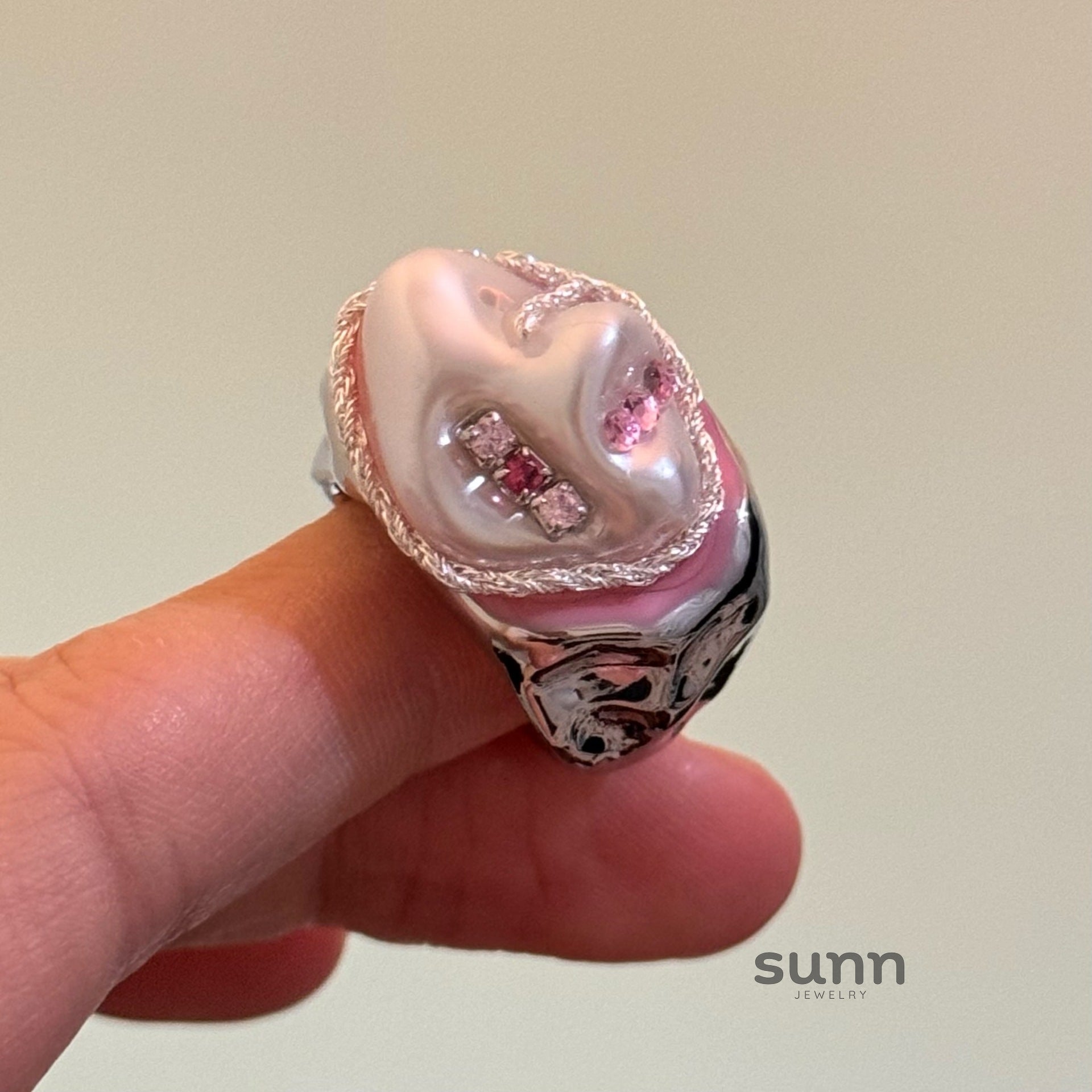 Dynasti Silver Gemstone Open Ring [Q4RNZGSE]