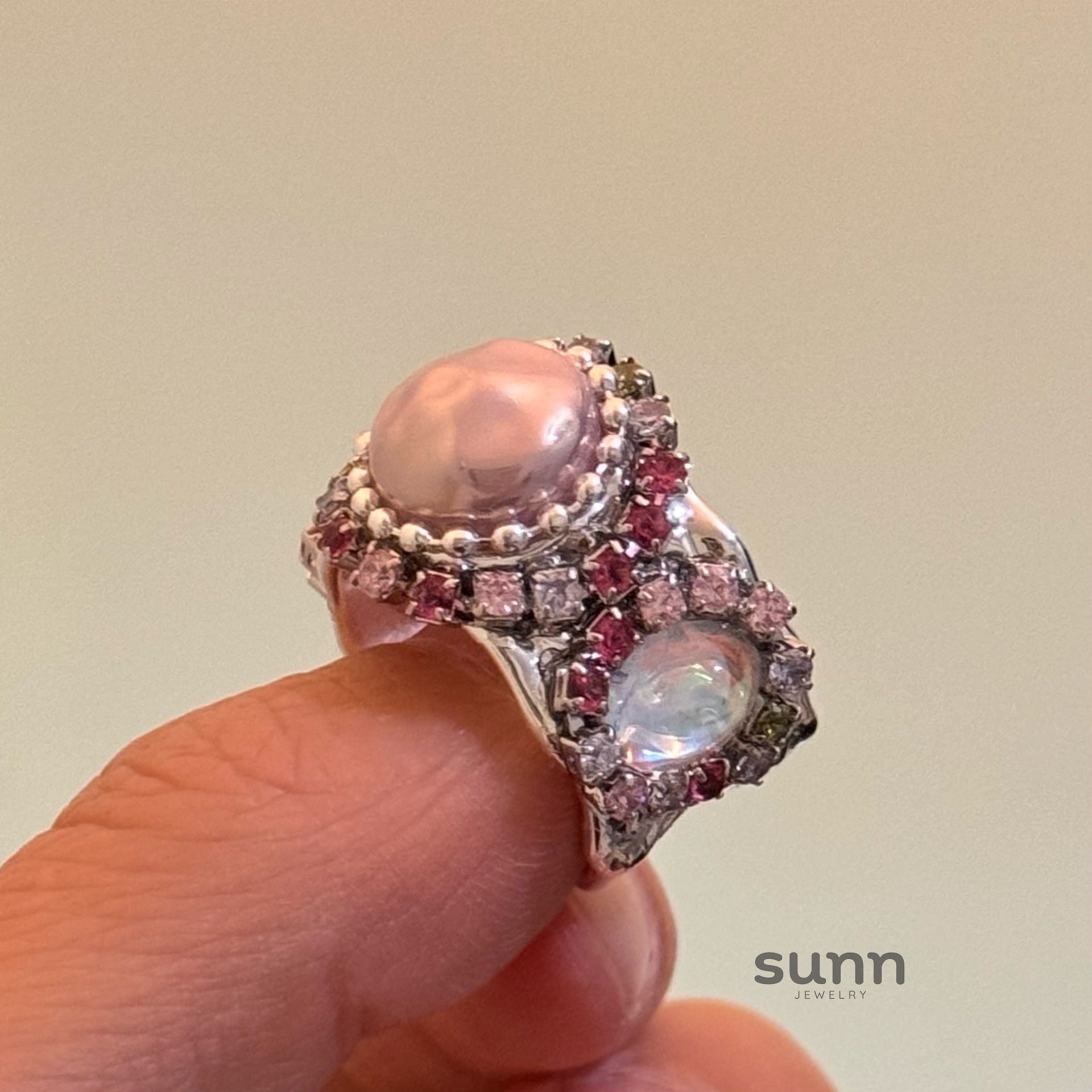 Dynasti Silver Gemstone Open Ring [VW19EQVO]