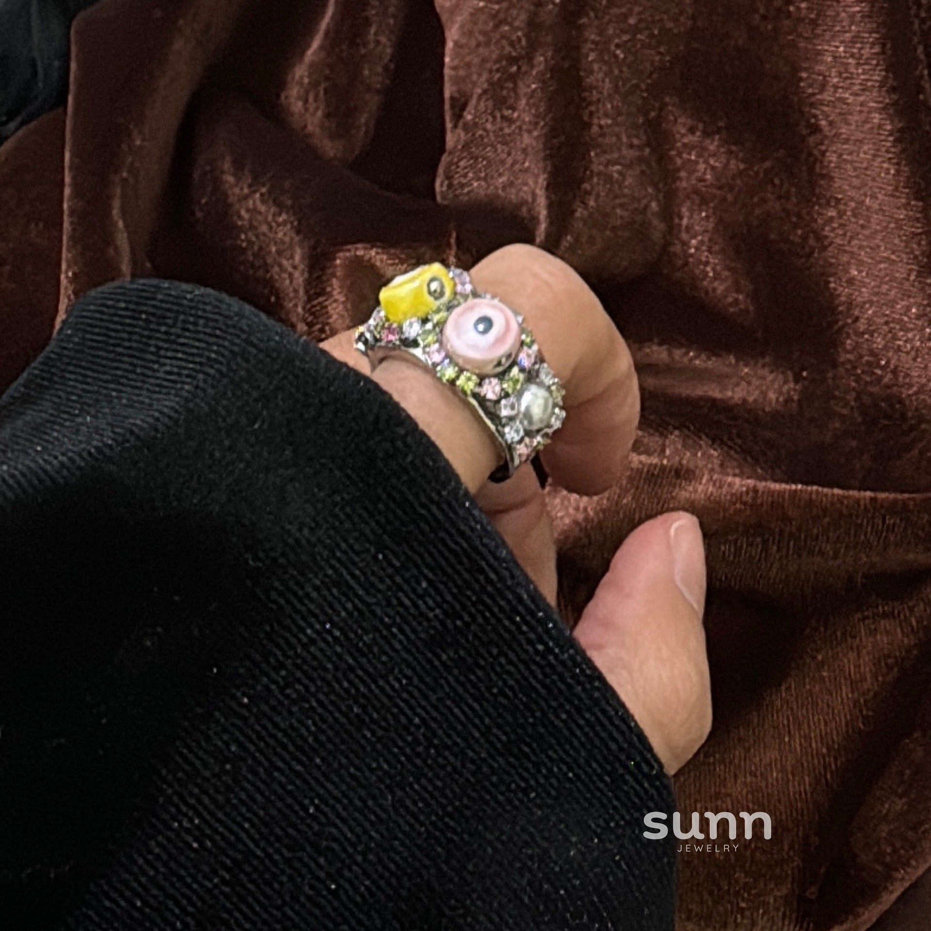 Dynasti Silver Gemstone Open Ring [6DI8DX0I]