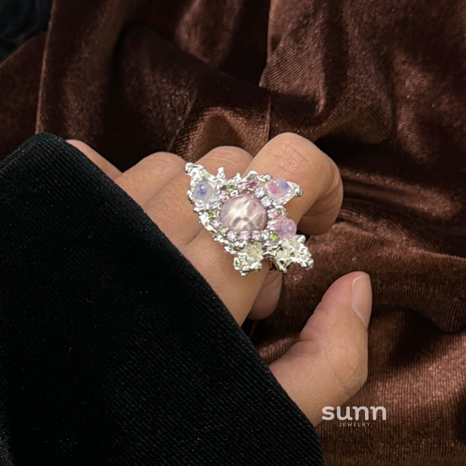 Dynasti Silver Gemstone Open Ring [WJRWG2S5]