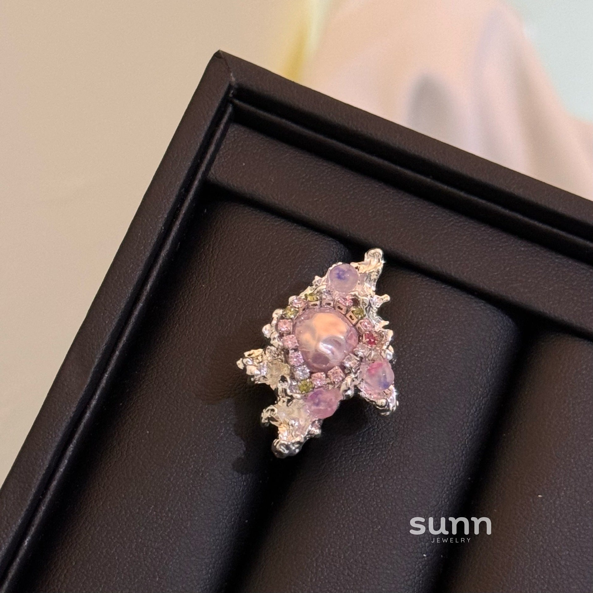 Dynasti Silver Gemstone Open Ring [Y9QAD5CA]
