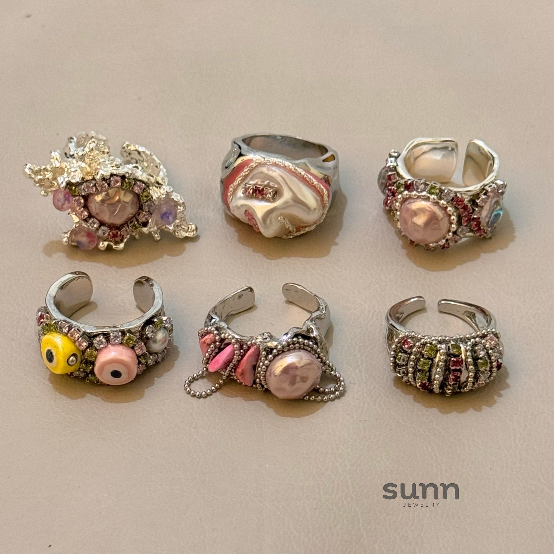Dynasti Silver Gemstone Open Ring [94HT82D5]