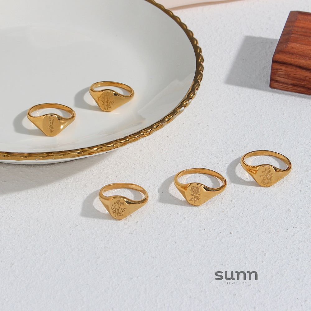 Egypt Botanical Carved Ring [J7U05XH0]