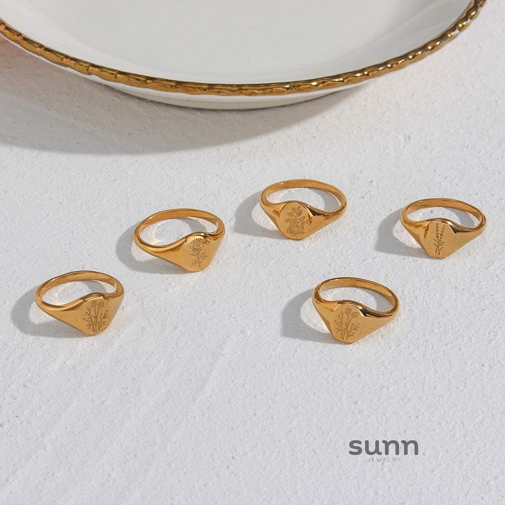 Egypt Botanical Carved Ring [L9SEZR62]