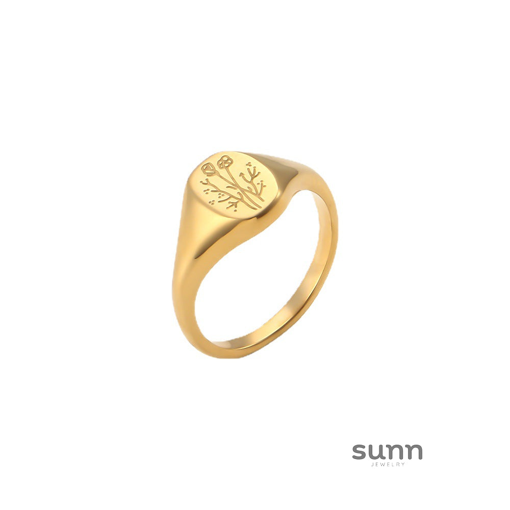 Egypt Botanical Carved Ring [2JNA4M3T]