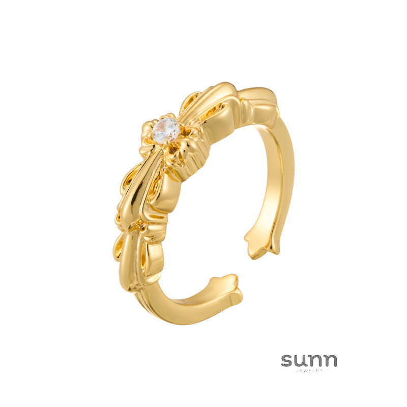 Eila Elegant Cross Flower Ring [1WUKM6II]