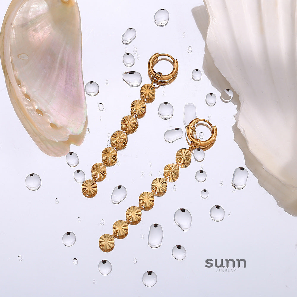 Eiza Gold Snowflake Chain Earrings [ZRNA1MJ9]
