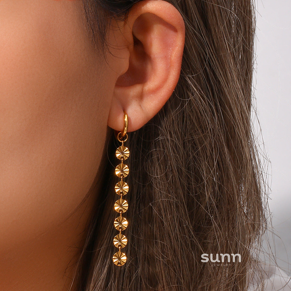 Eiza Gold Snowflake Chain Earrings [M1KDBGFW]