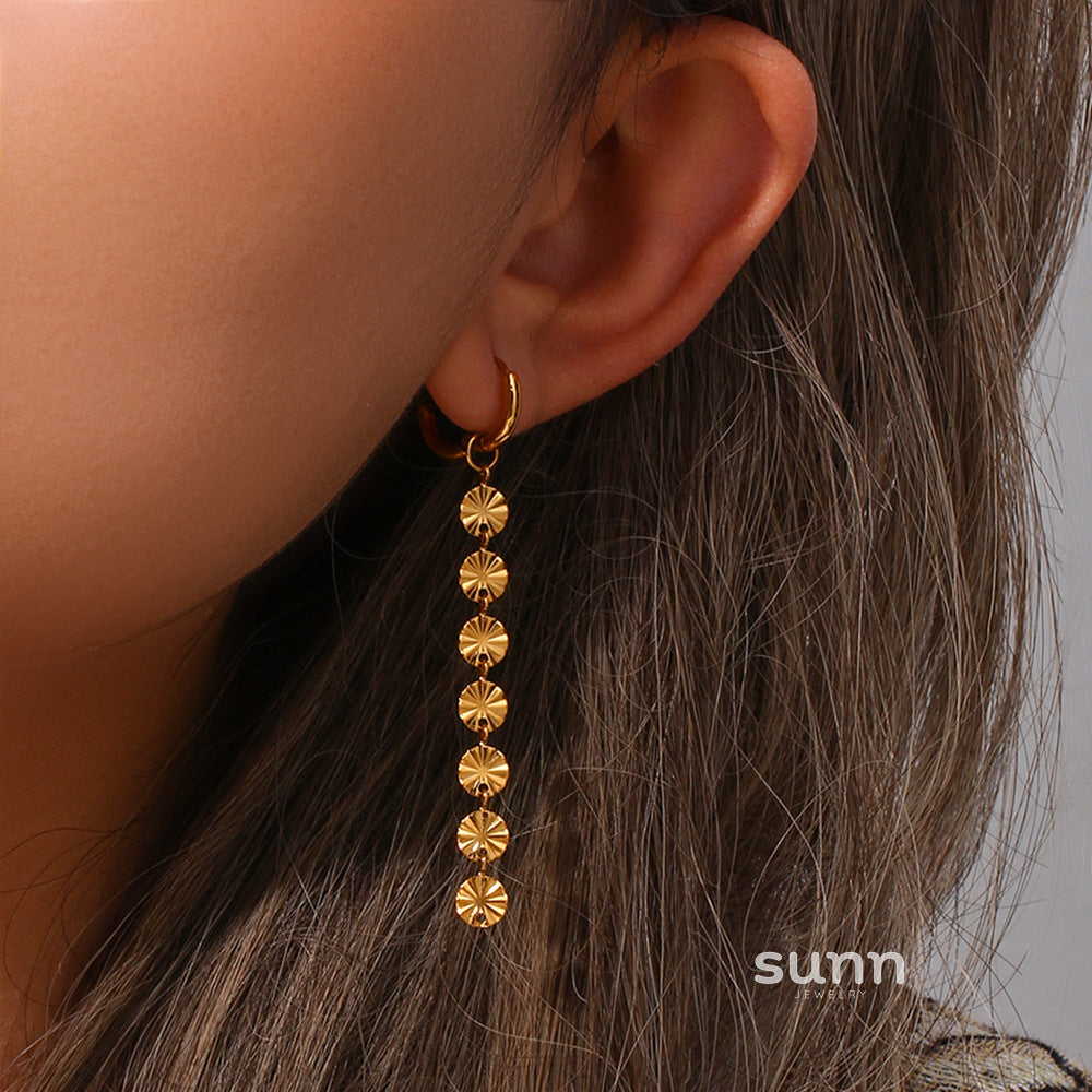 Eiza Gold Snowflake Chain Earrings [TCUCB53M]