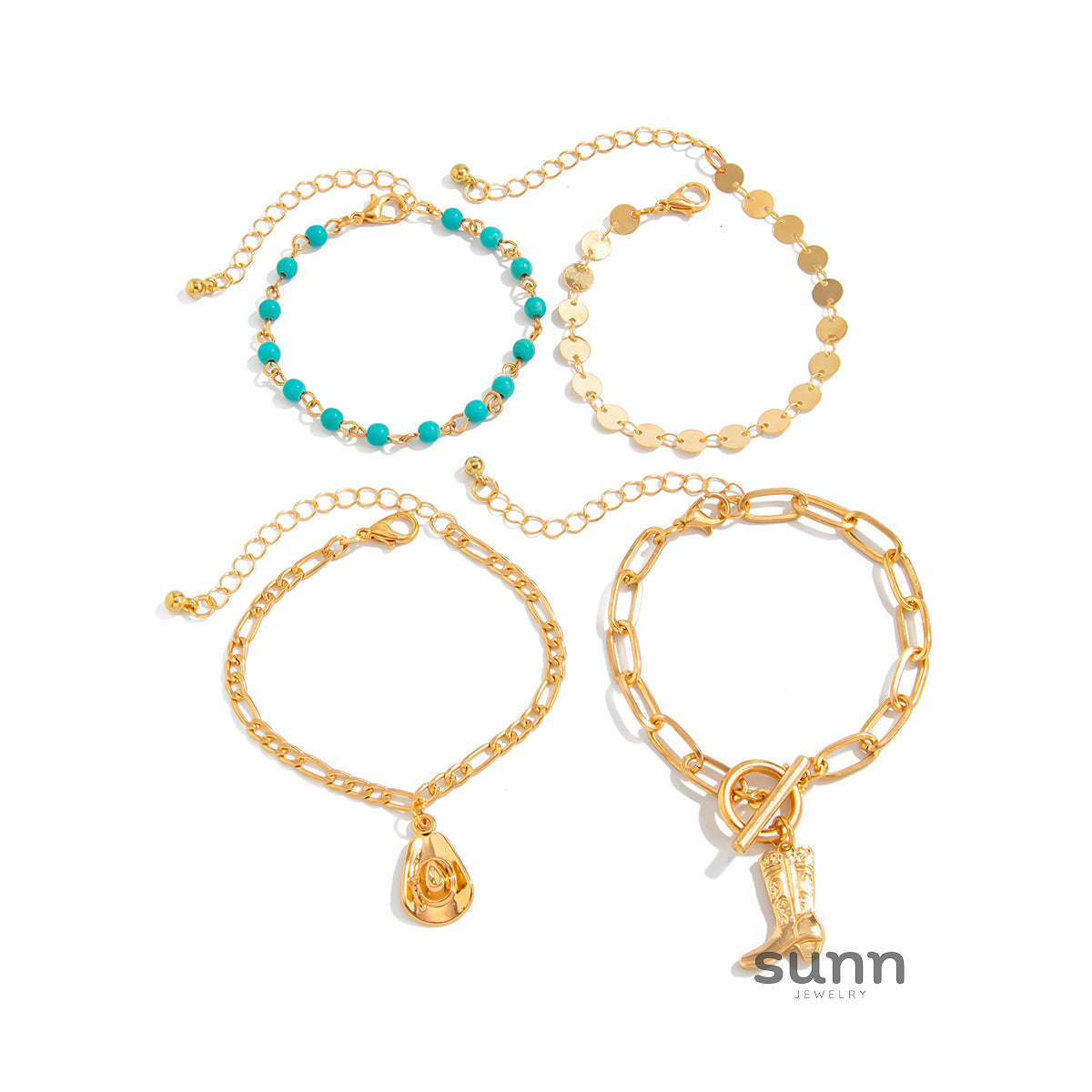 Eiza Turquoise Beaded Bracelet Set [668LXQG5]