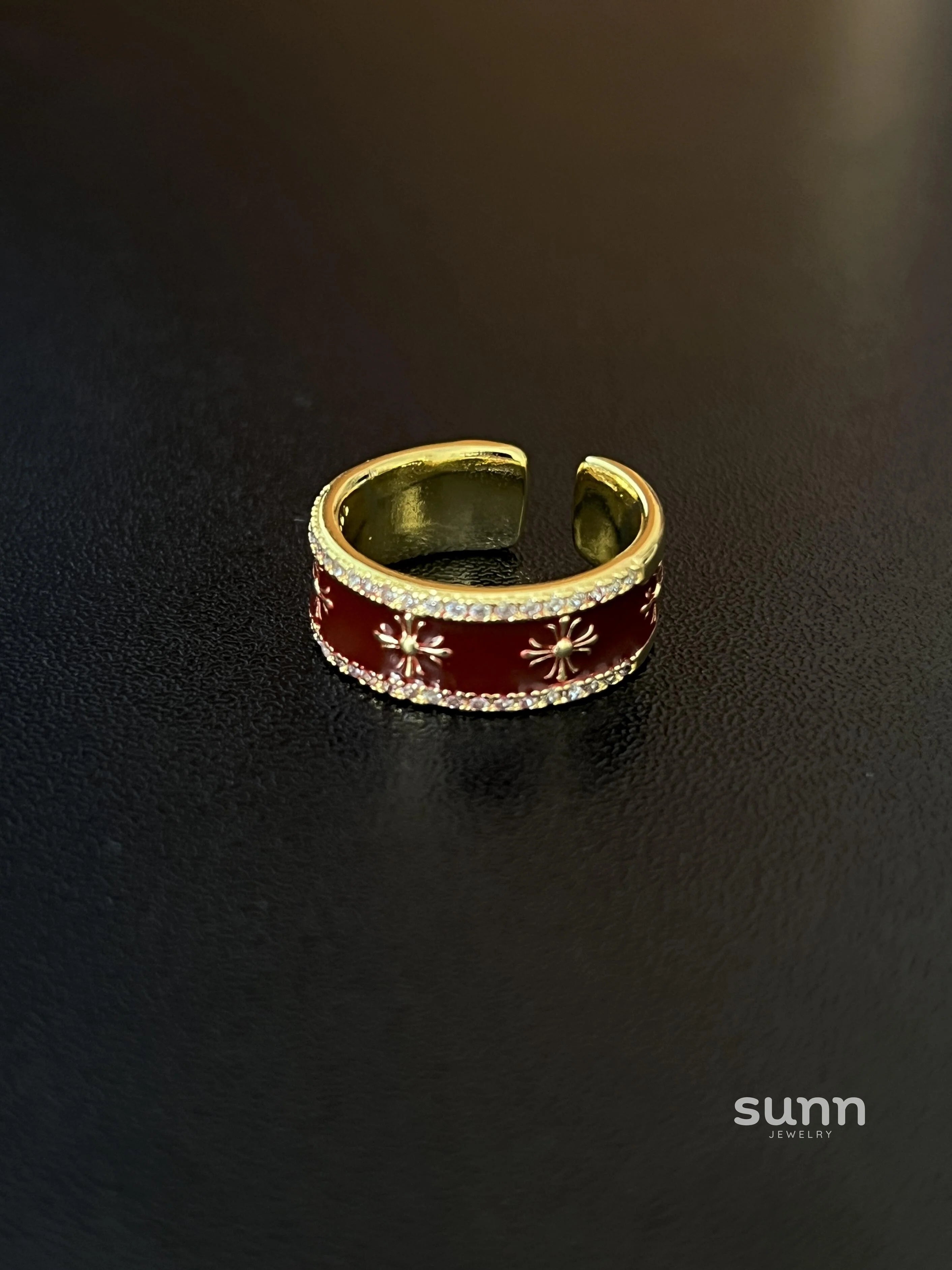 Elaine Dripping Cross Ring