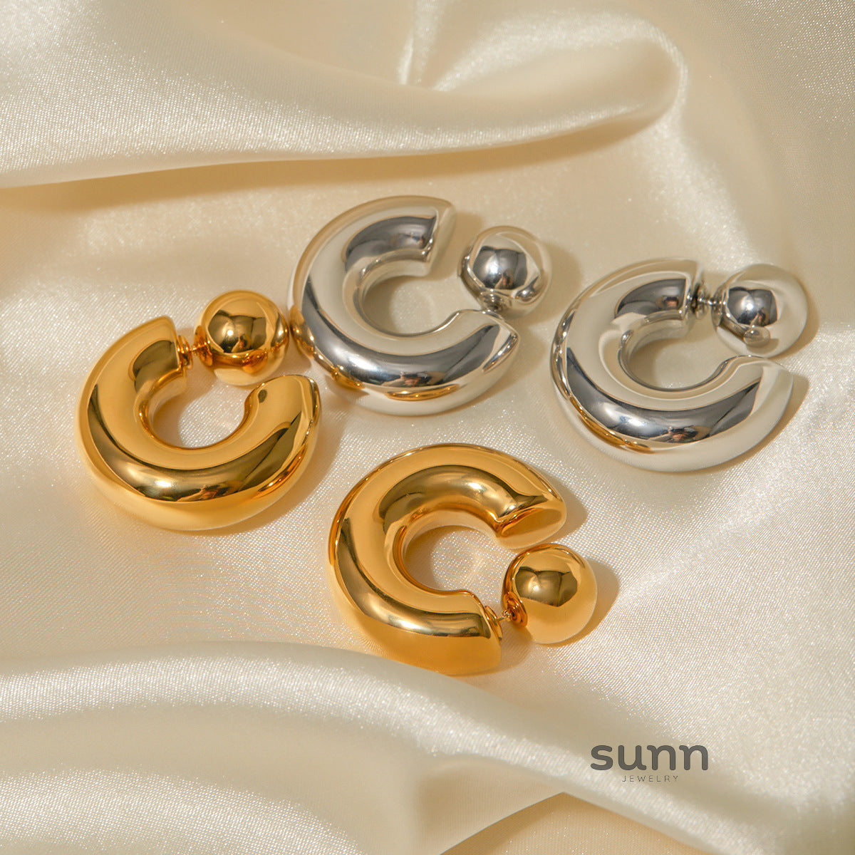 Elaya C-Shaped Hoop Earrings [OY9YW96Z]