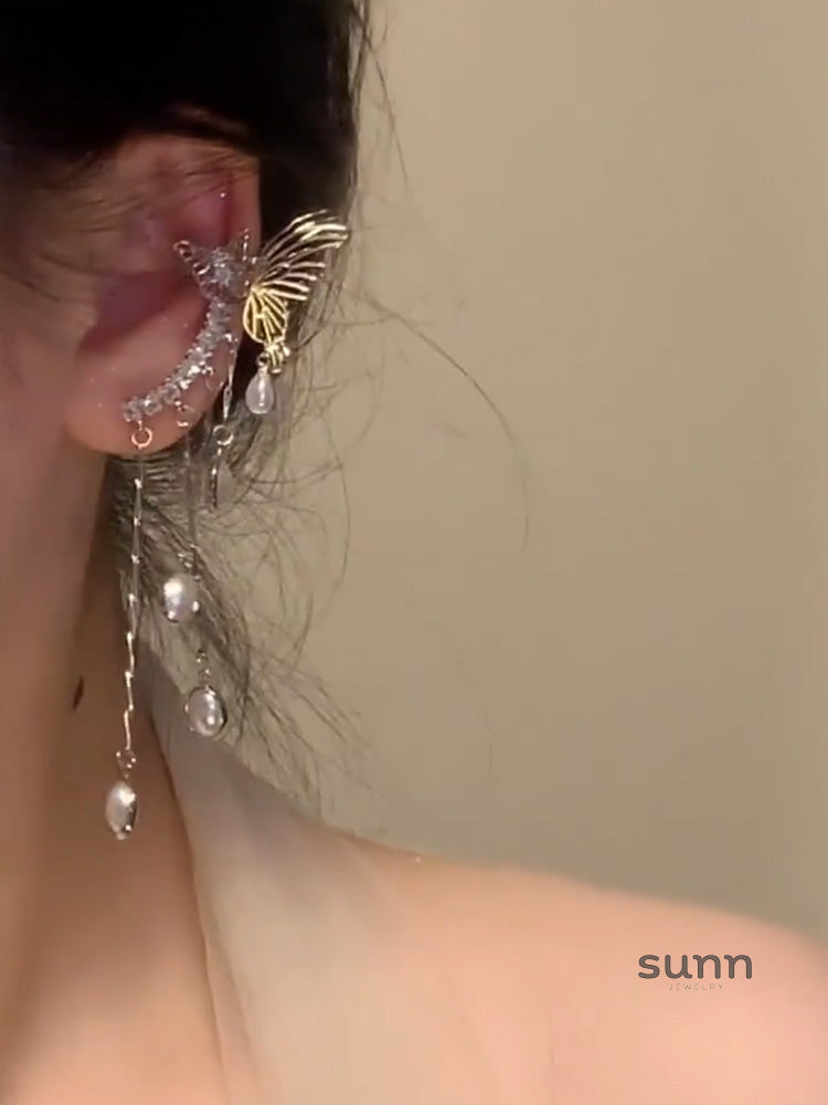Eleen Butterfly Tassel Ear Cuff [FPMKE8U1]